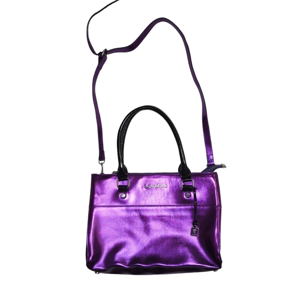 Younique Purple Shoulder Bag with Adjustable Strap and Metallic Finish